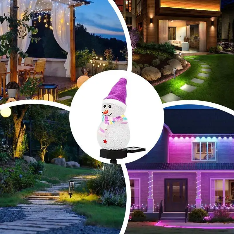 Christmas Snowman Solar Stake Lights Solar Powered Snowman Lights Waterproof Solar Christmas Decorations Outdoor Christmas For 4