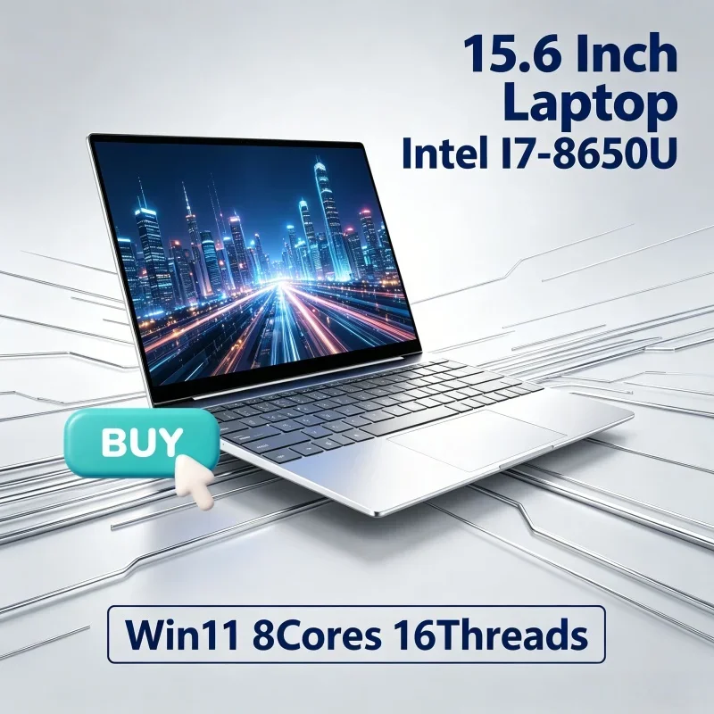 새로운 패션 초슬림 인텔 I7-8650U 노트북 15.6인치 윈도우11 1TB 2TB M.2 SSD 휴대용 게임 학습 사무용 컴퓨터