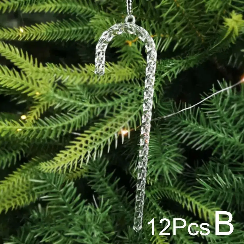 thumbnail image 1 of 12Pcs Glass Icicle Ornaments Christmas Decoration Acrylic Clear Icicles Set Plastic Christmas Tree Ornament Xmas Wedding Party, 1 of 5