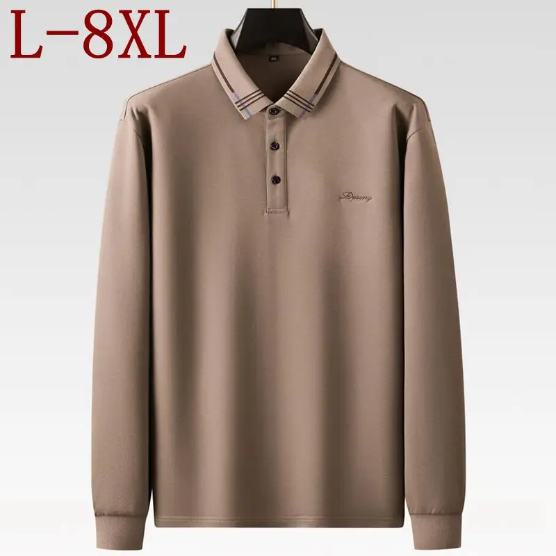 

Новинка 2023, модная мужская рубашка-поло 8XL, 7XL, 6XL, роскошные деловые Топы с длинным рукавом и отворотом, высококачественные мужские рубашки, свободная футболка для мужчин