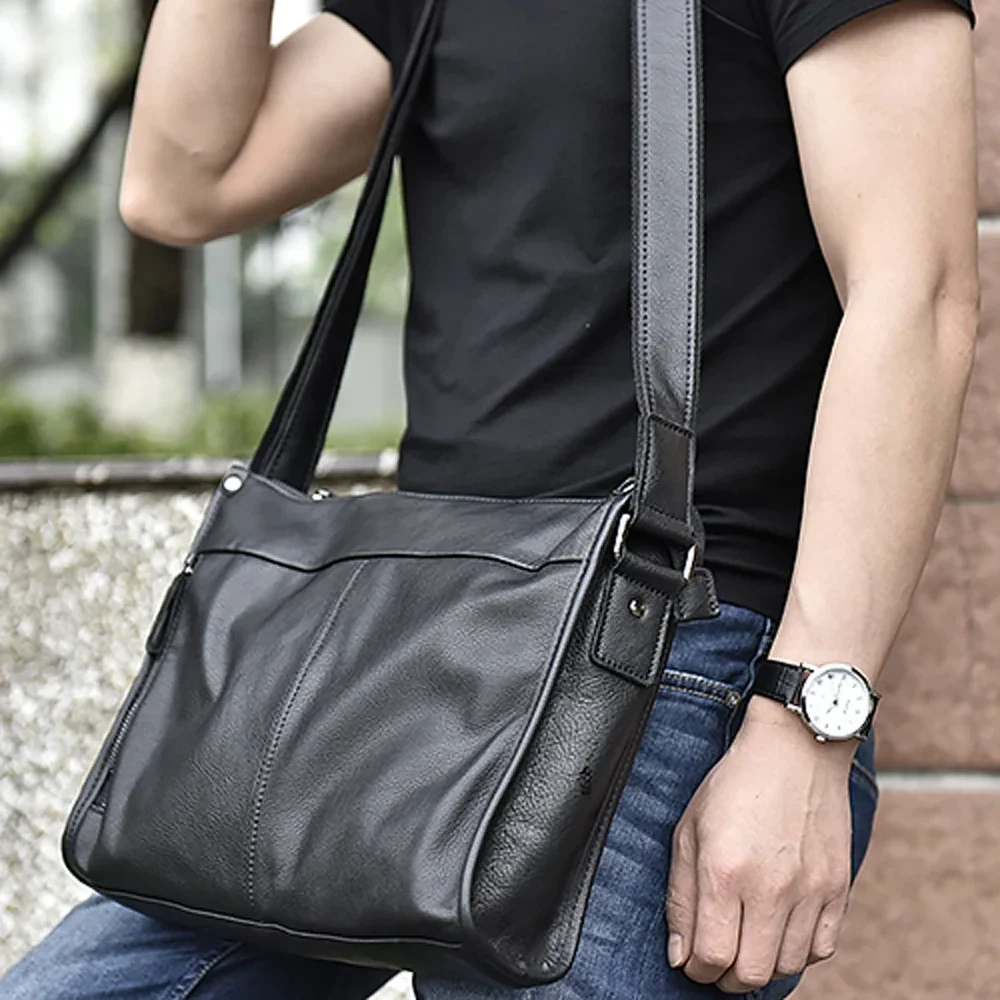 

Genuine Business Messenger Horizontal Leather Shoulder Leather Crossbody Bag Bag Cow Casual Men's Large-Capacity Bag Bags