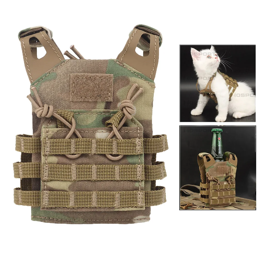 Gilet Tattico Per Bottiglia Di Birra Mini Jpc Molle Plate Carrier Vest Model Desktop Car Ornaments Pet Cat Vest Ventaglio Militare Regali Creativi