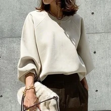 

Hoodie Winter Women Korean Plain Puff Sleeve Lady Sweatshirts 2021 New Chic Japan Female Hooded Casual Loose Style Pullover