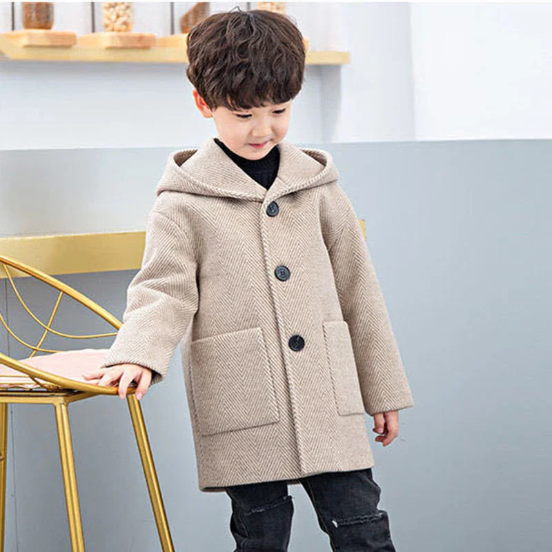 Winter Woll jacke für Jungen neue koreanische Version Mode Verdickung schöne mittellange warm halten lässige Kinder kleidung