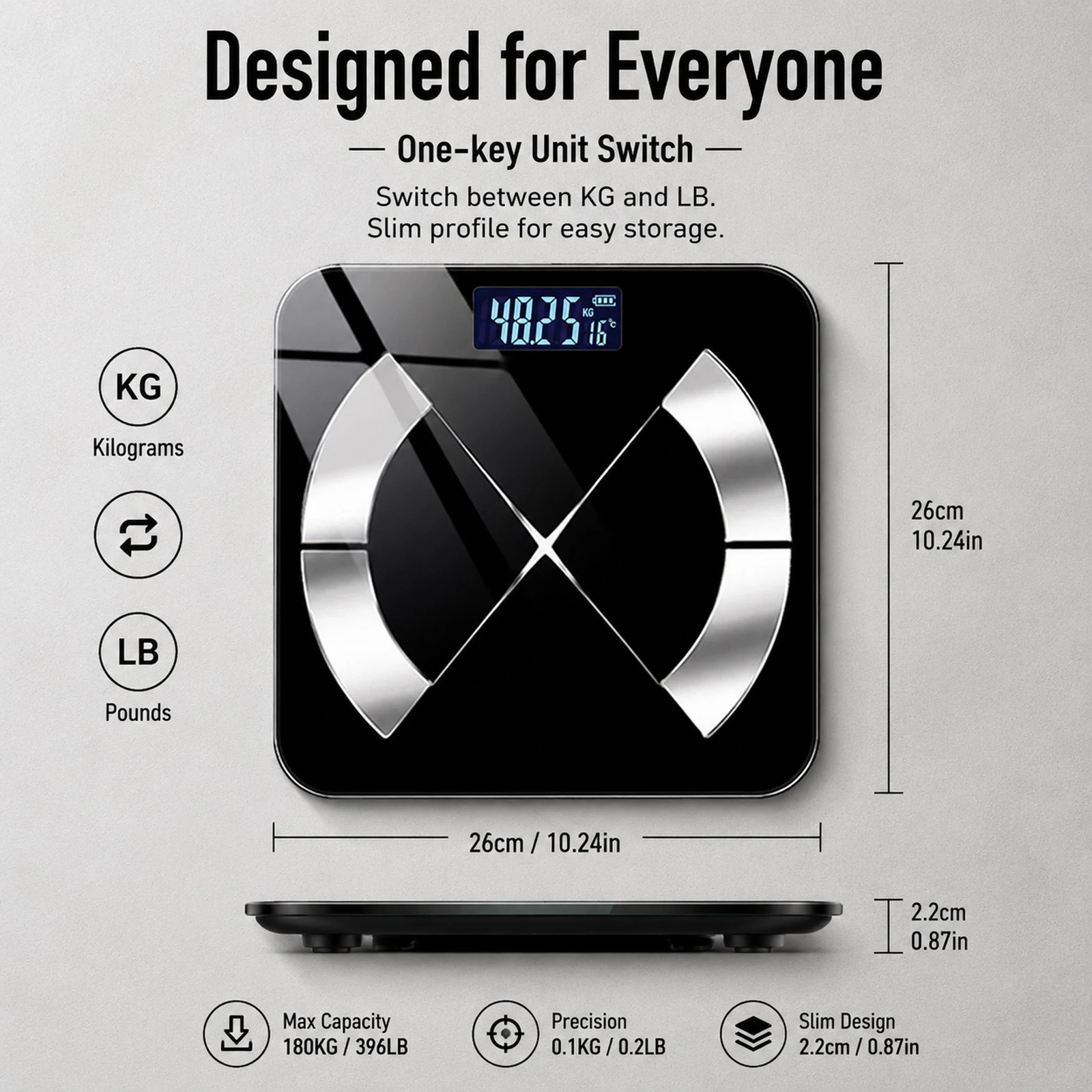 Bilancia digitale Bluetooth Smart da 180 kg/400 libbre con BMI, monitoraggio dati tramite app, display LCD e funzione wireless per il bagno._voghion.com