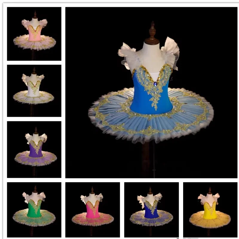 Ballet Tutu Dress Girls Dance Costumes Tutu Skirt Child Performance Ballerinas Pancake Tutu Kids Carnival Jazz Dance