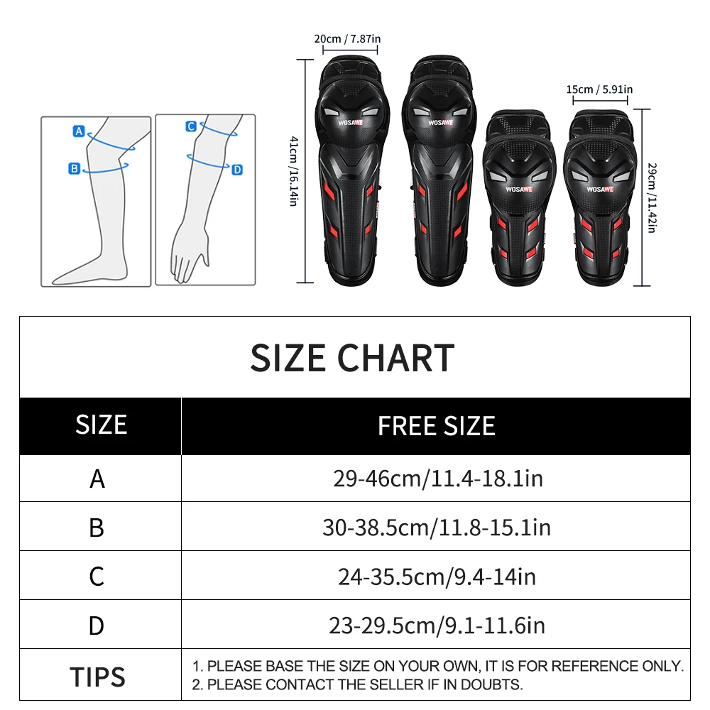 Motorcycle knee pad WOSAWE Knee Elbow Protective Pads Motorcycle Accessories Motocross Skating Protectors Riding Protective Gears