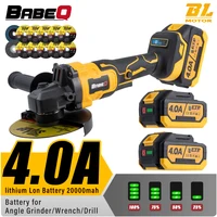 BABEQ 125mm M14 Brushless Electric Angle Grinder 3 Speeds Cordless Grinder Cutting Woodworking Power Tool with Grinding Disc Set 1