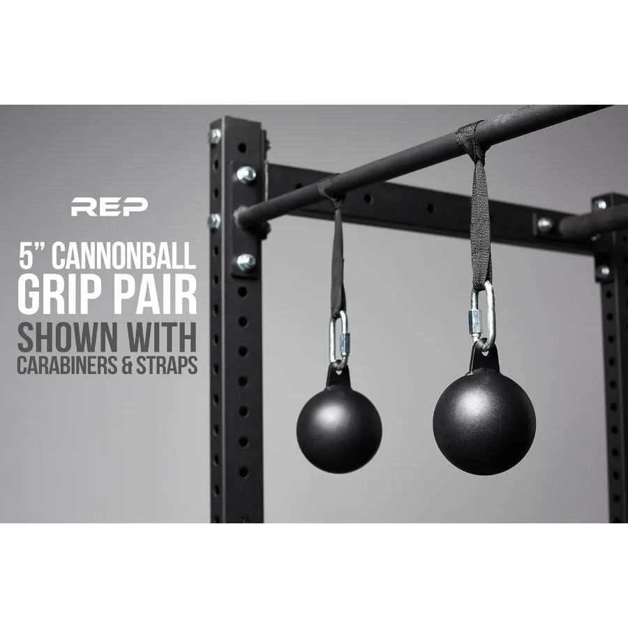 Includes Carabiner and 5" Straps Options | Forearm, Wrist & Hand Exerciser,Fitness Cannonball Grips | Pull Up & Grip Strength Tr