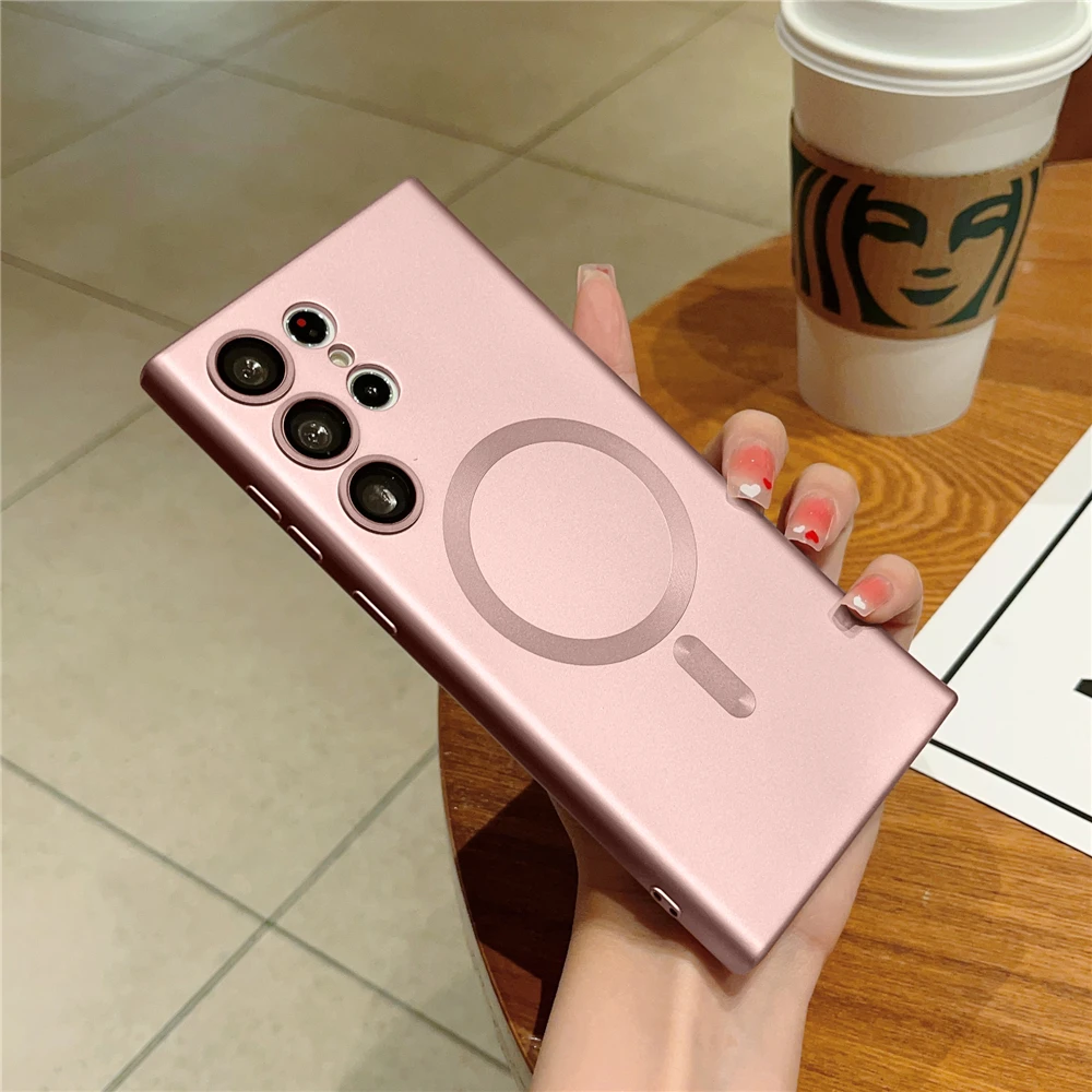 Matte Magnetic Wireless Charging Case with Silicone Lens Protection Cover