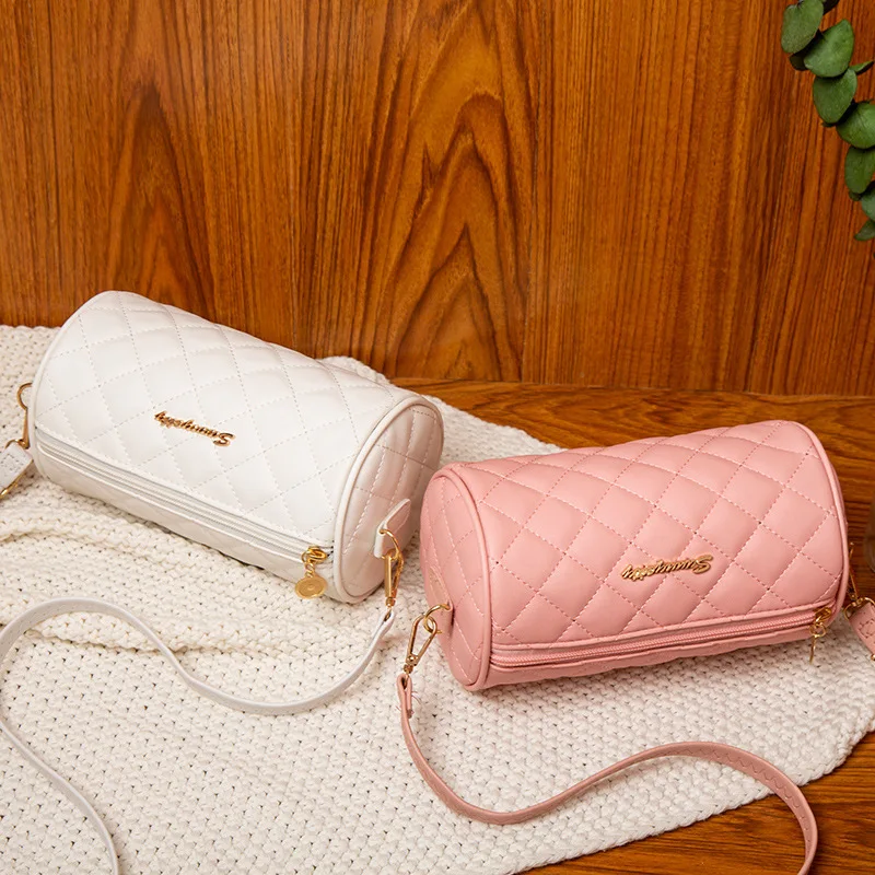 

Cylindrical Handbags For Women 2022 New Casual Solid Color Chain Shoulder Bags Simple Messenger Bags Solid Color Vintage Bags