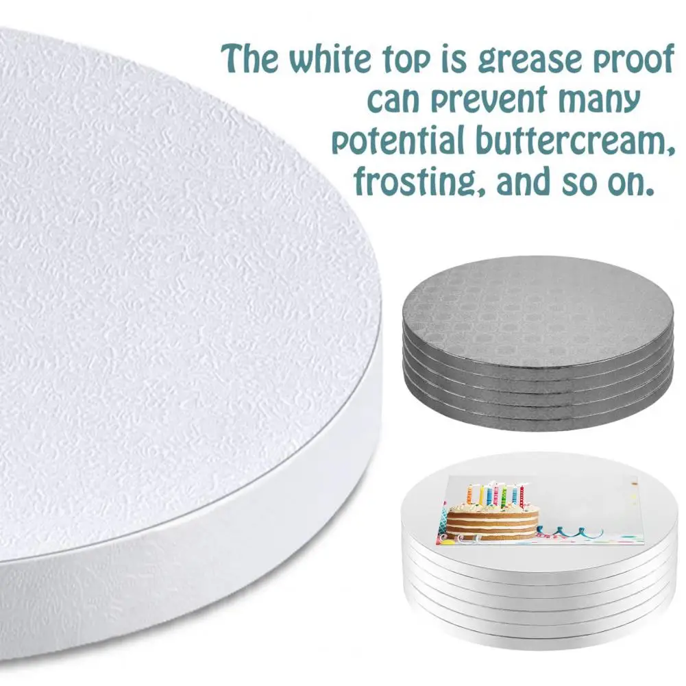 5Pcs/Set 8/10/12-Inch Cake Board Greaseproof Non-stick Food Grade Thick Corrugated Paper Cake Base Holder Plate Baking Supplies