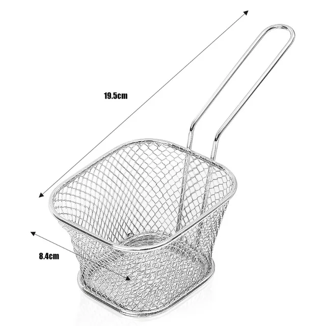 Square Fry Basket Stainless Steel Mesh Colander French Fries Chips Holder with Handle Kitchen Handheld Fry Cooking Accessories 6