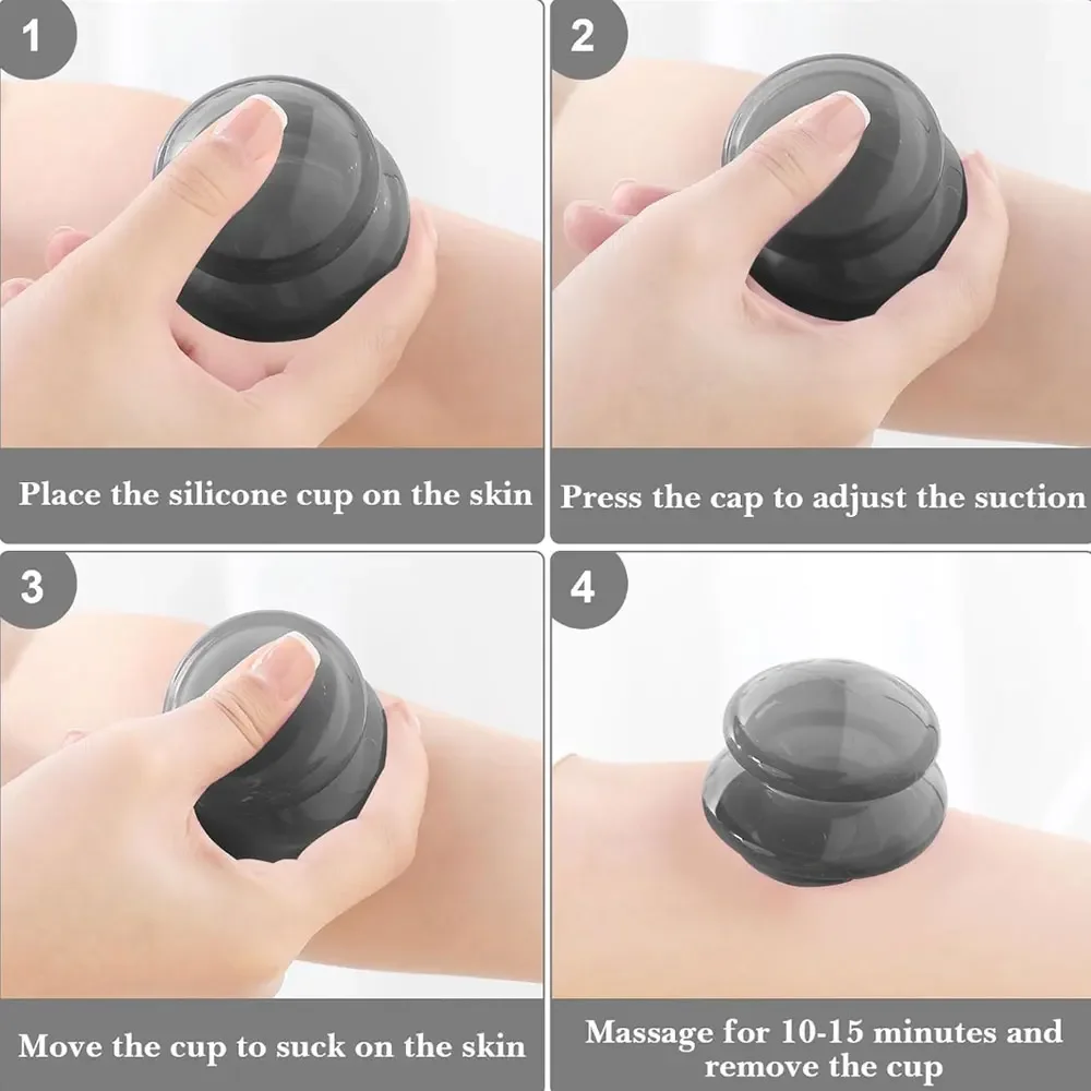 Silicone Vacuum Cupping Set Massage Body Cups Back Gua Sha Suction Cup Anti-Cellulite Skin Lift Physiotherapy Jars Slim 6