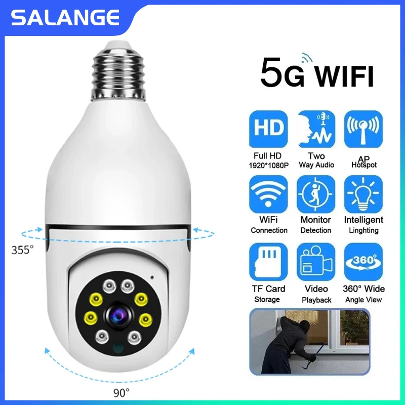 2.4G/5G Wifi E27 Bulb Surveillance Camera 1/2/3MP HD Night View Automatic Tracking 4X Digital Zoom Video Home Security Monitor 3mp wifi camera 2 4g 5g night vision 4x digital zoom surveillance security monitor cam full color automatic human tracking