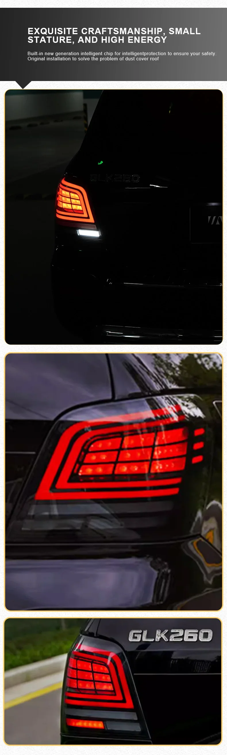 Un paio di lampade per auto per il periodo 2007-2015 GLK 200 260 300 Fanale posteriore DRL Lampada posteriore LED Indicatori di direzione dinamici Accessori auto - Image 4