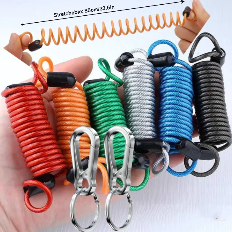Durable Anti-Loss Steel Wire Spring Keychain with Elastic Telescopic Chain