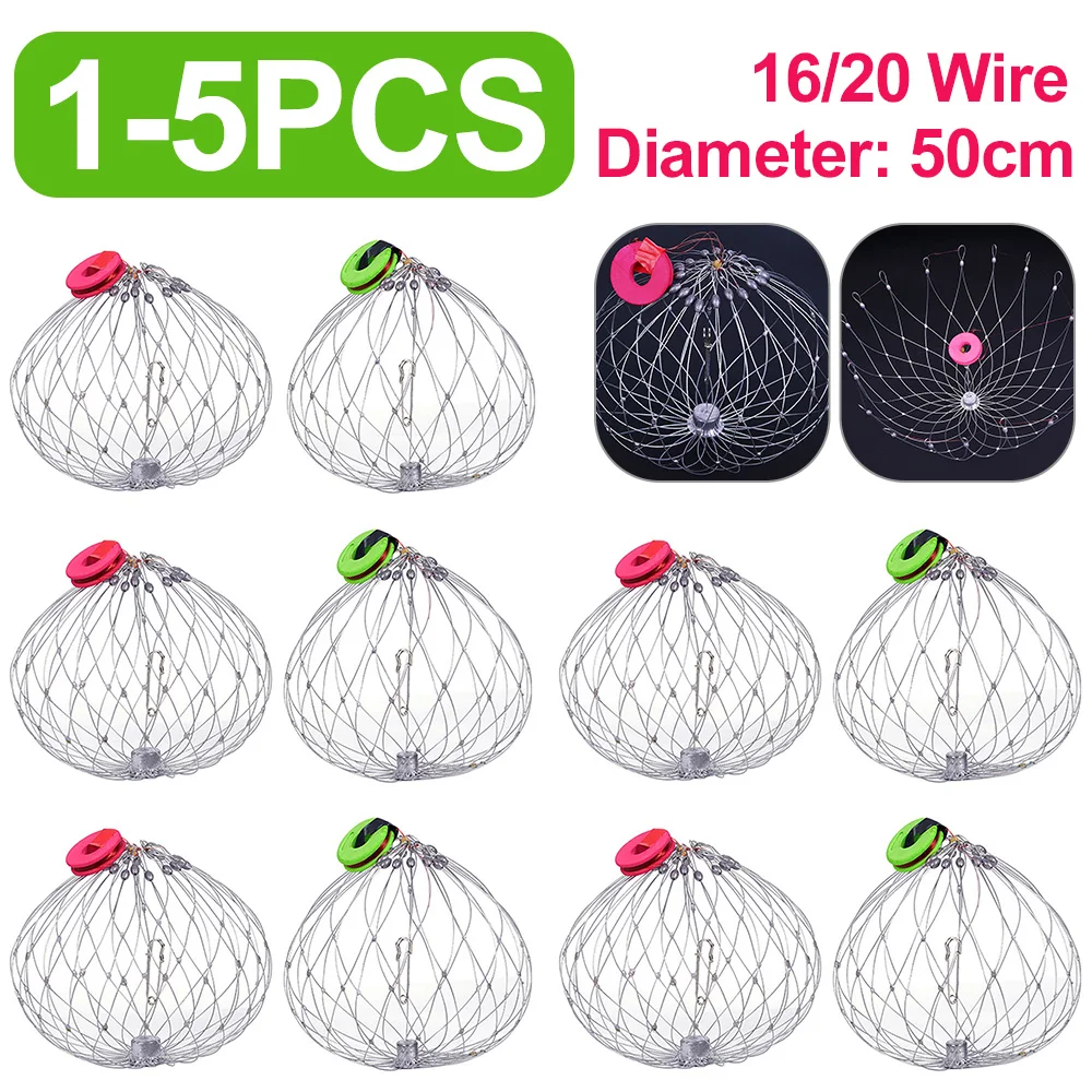 Automatic Crab Trap Cage - 20 Stainless Steel Wire, Self-Opening & Closing For Fresh/Saltwater