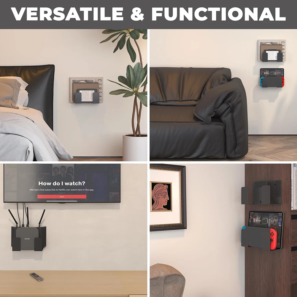 범용 벽걸이 금속 듀얼 레이어 디자인 책상 측면 및 침대 옆 보관 스탠드, 노트북, 키보드, 태블릿, 킨들, 라우터, 모뎀용