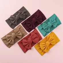 

1pc/lot Soft Wide New Fashion Solid Knot Bow Headband Headwrap Girls Cotton Bows Turban For Children Girl's Stretchy Headwear