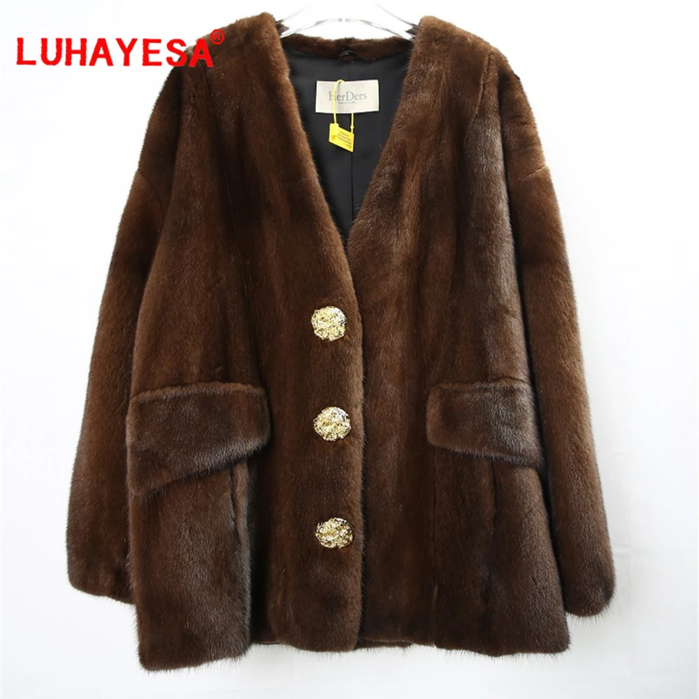 

2023 роскошное Женское пальто из меха норки, женская зимняя модная высококачественная одежда из натурального меха