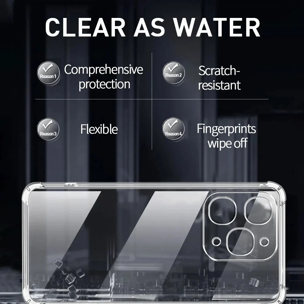 Clear Transparent Shockproof TPU Phone Case with Airbag Protection
