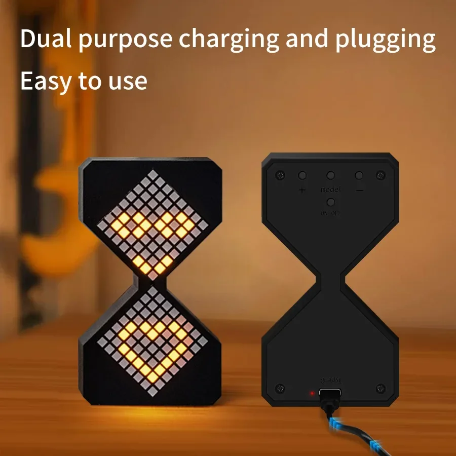 Creative 3D Hourglass LED Night Light with Electronic Timer Type-C Rechargeable Ambient Light for Bedroom Home Office Desk Decor