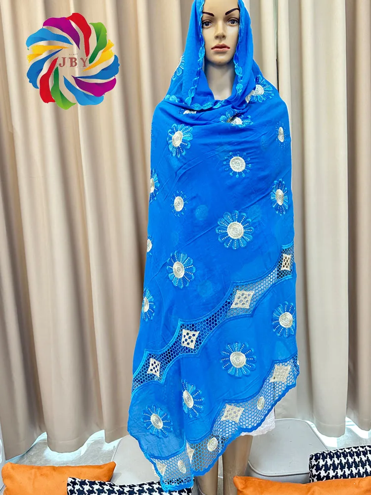 embroidery hijab Scarf  African Women Cotton Scarf Dubai Islamic Hijab Embroider Scarf with Tassels Heavy Cotton Big Scarf TH18