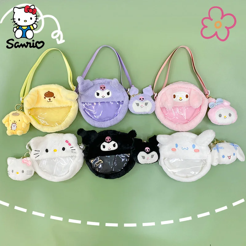 

Sanrio Crossbody Bag Plush Cinnamoroll Coin Purse Cartoon Kuromi Shoulder Bag Wallet Stuffed Plush Dolls Plushies Children Gifts