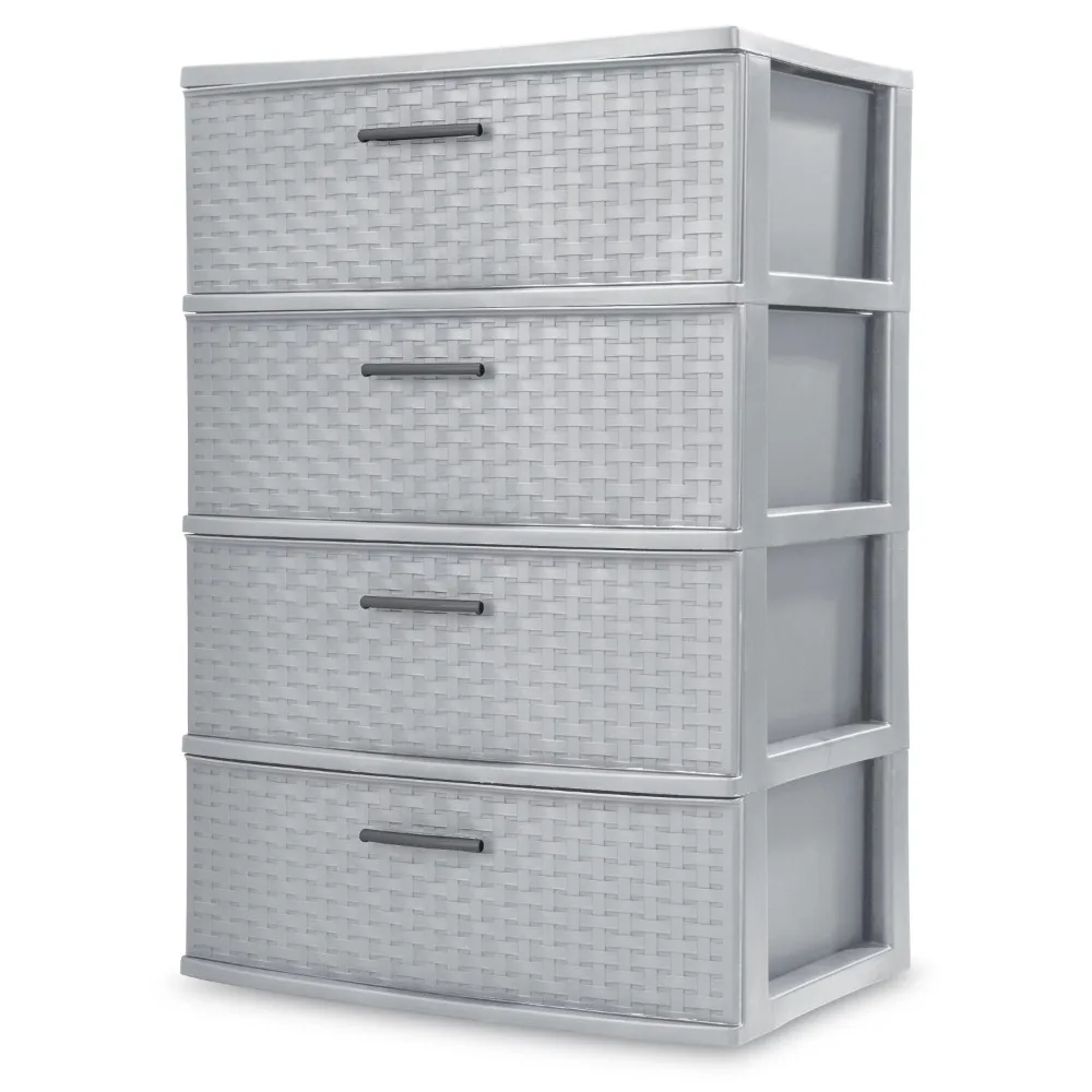 

Sterilite 4 Drawer Wide Weave Tower Cement Four Opaque Drawers Keep Contents Concealed Where They Most Often Used USA