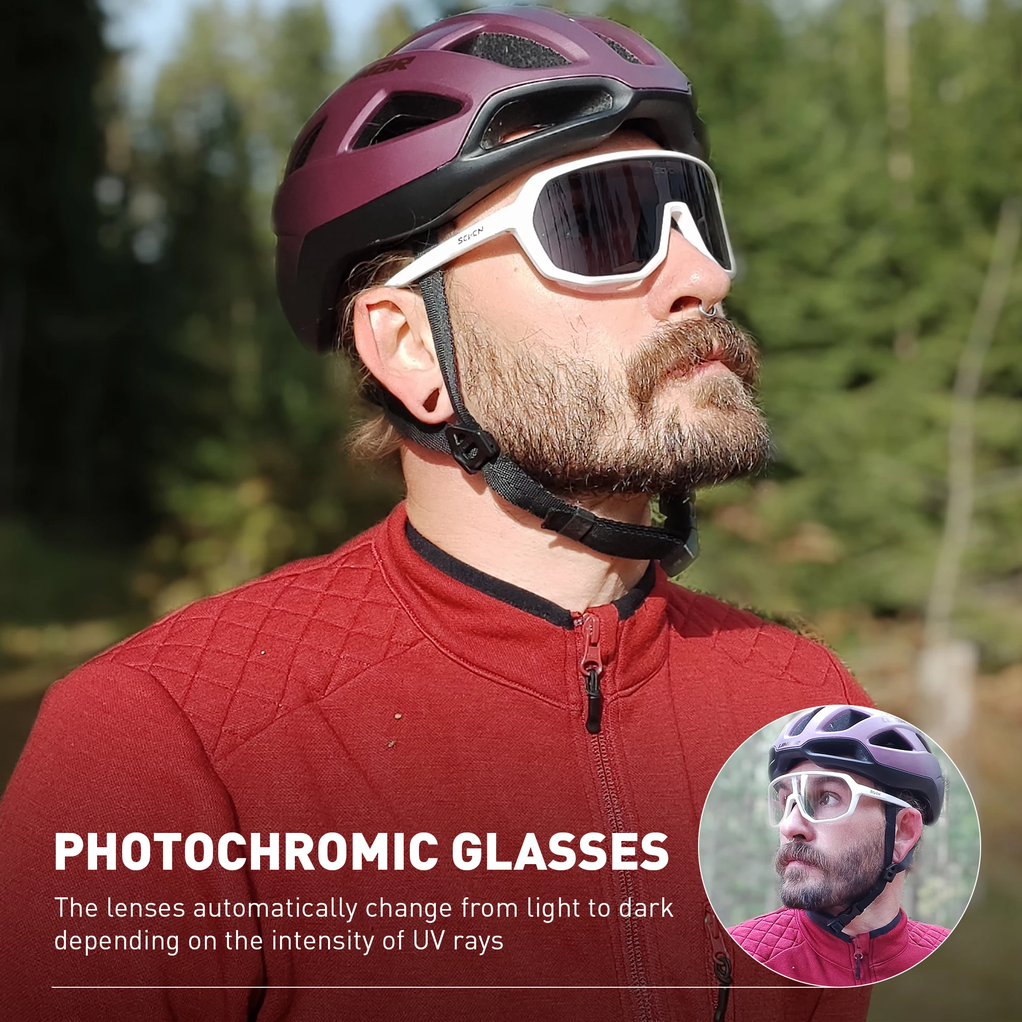 SCVCN Photochromic Glasses Cycling Sunglasses for Women Sports Running MTB Biking Eyewear Men Road Mountain Bike Bicycle Goggles