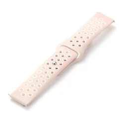 Silicone Sport Hole Watch Band - Universal 22mm/20mm Strap for 22mm watch band (20 pink and white)