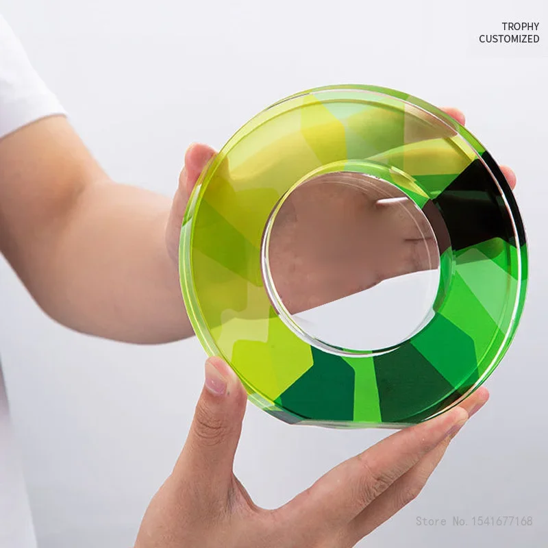 Customized Crystal Five-Pointed Star Trophy with Color Printing, Creative New, Annual Meeting Anniversary Awards Souvenir, 1Pc