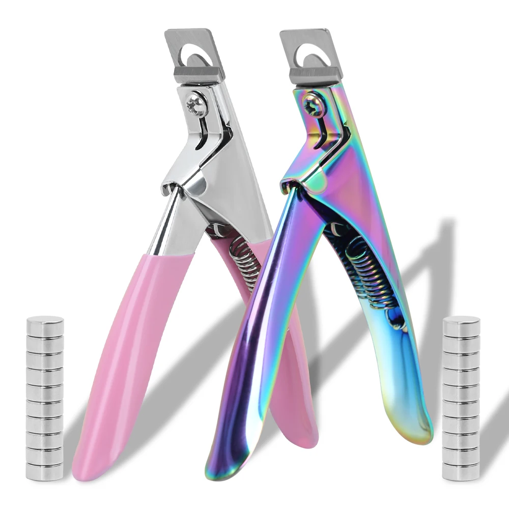 Professional Nail Art Clipper U-cut Stainless Steel Nail Cutter Scissors French False Trimmers Cutters Nail Art Tools With Magne 6
