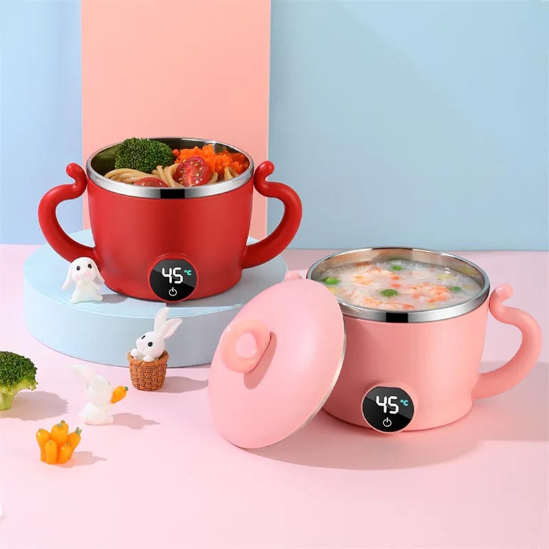 Intelligente Schüssel mit konstanter Temperatur für Babys, Heizung, rutschfestes Geschirr, sicheres PP-Material in Lebensmittelqualität, 400 ml_voghion.com