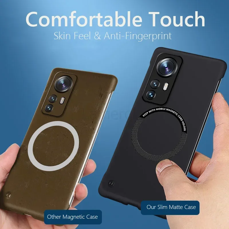 Frameless Magnetic Slim Case with Wireless Charging Compatibility - Hard Back Cover