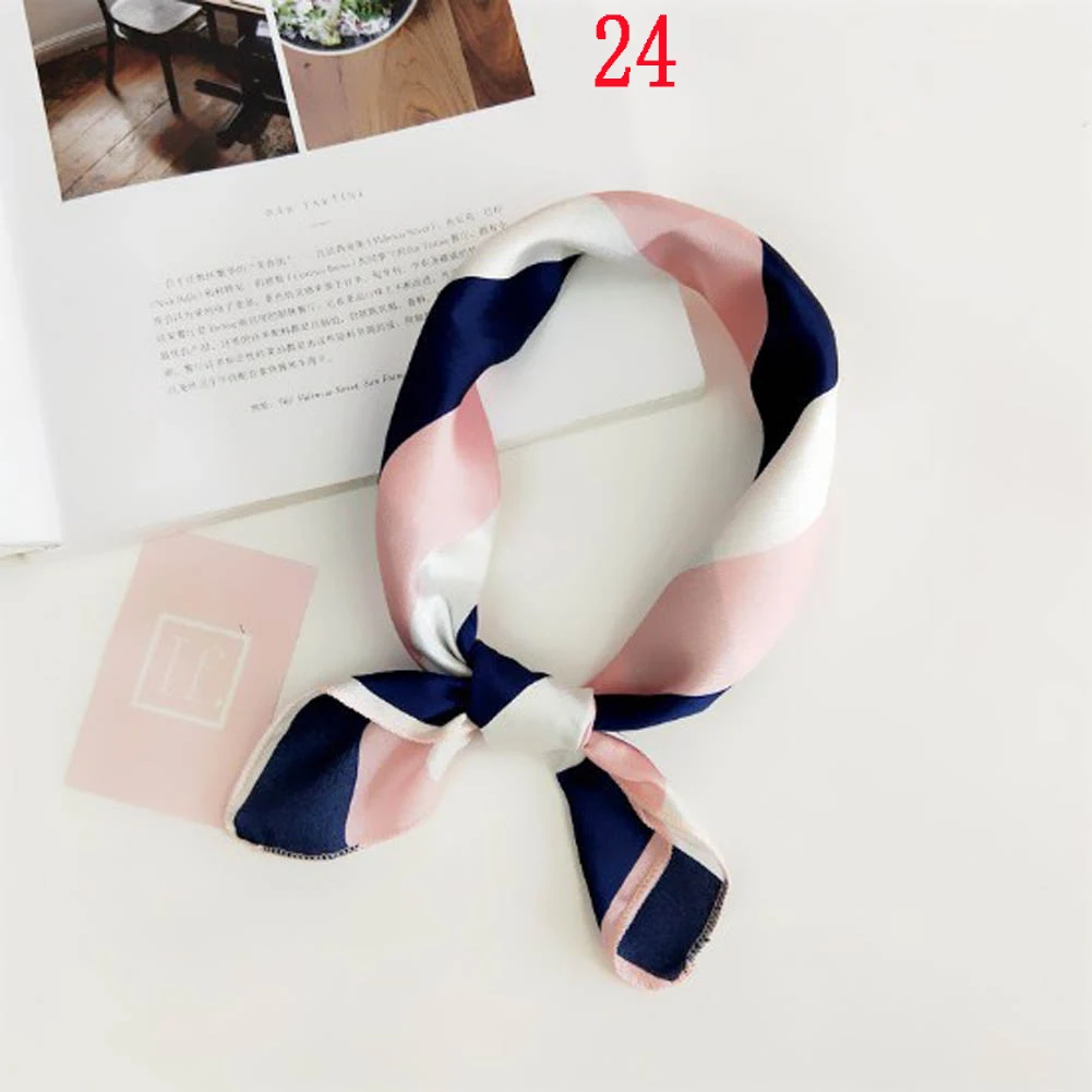 Fashion 50cm Square Silk Scarf Women Stripe Dot Printed Neck Scarves Spring Summer Ladies Bandana Hand Squares Kerchief Rings 90 degree positioning squares l type corner clamp aluminium alloy corner clamping square clamps straight drop ship