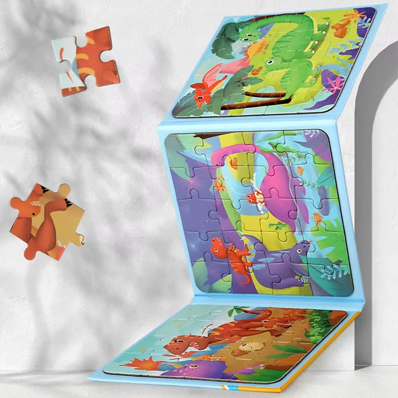 Magnetic Puzzles Games for Kids Busy Quiet Cartoon Animals Jigsaw Book Montessori Baby Educational Toys Children's Early Gifts