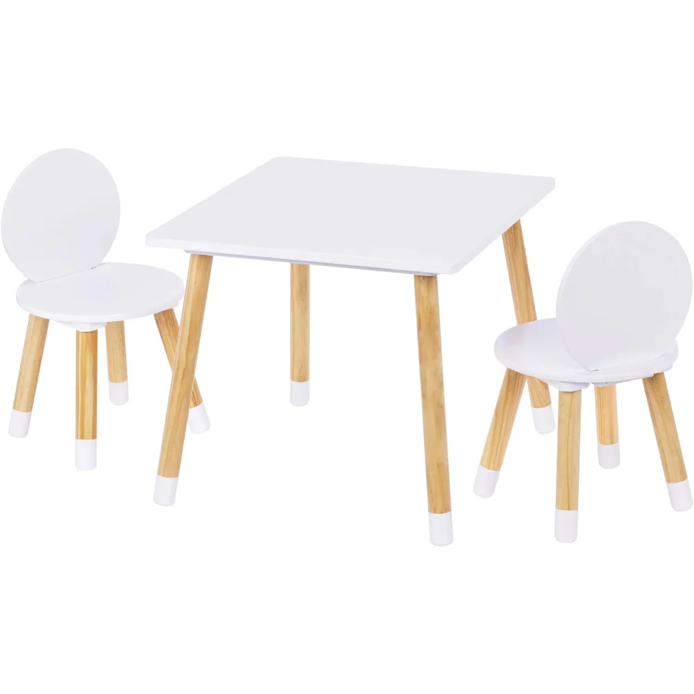 

UTEX Kids Table with 2 Chairs Set for Toddlers, Boys, Girls, 3 Piece Kiddy Table and Chairs Set, White