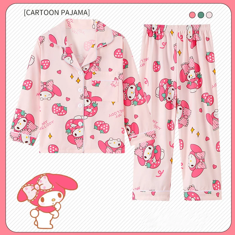 Kids Pajamas Set 2pcs Kid's Cinnamorolls Pajamas Long Sleeve Top & Pants Set Kuromis Print Loungewear Comfy Casual Set Girl's Clothes