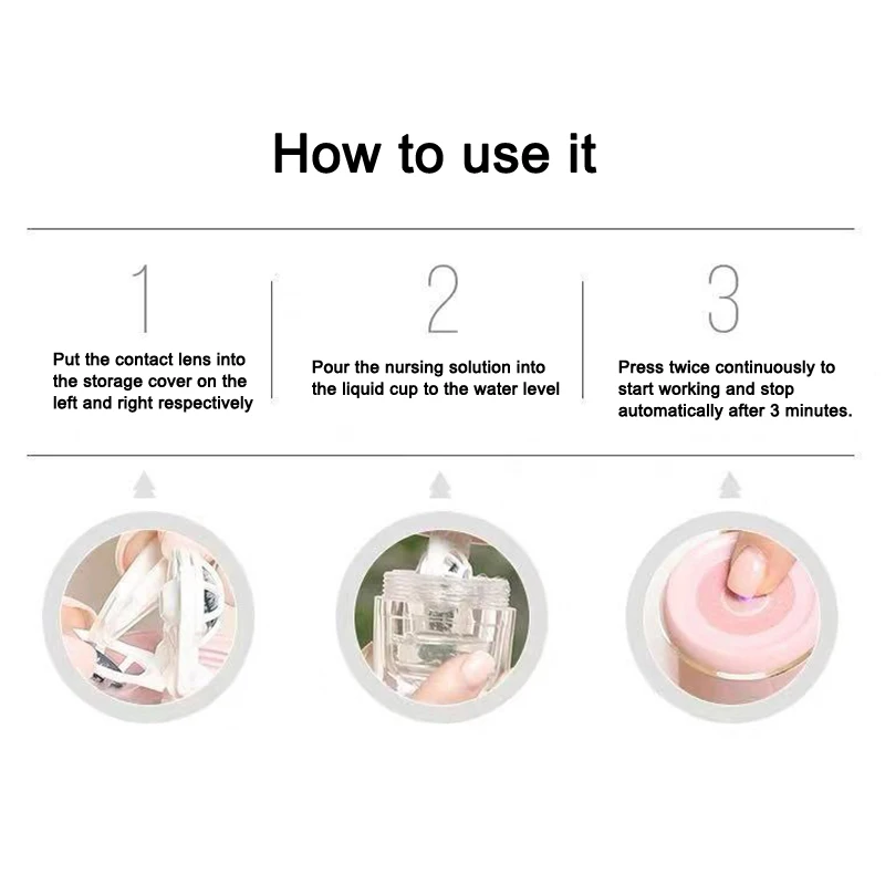 Contact Lens Cleaner Portable Automatic Cleaning Cosmetic Contact Box Travel Contact Lens Case USB Charging Fast Vibration Clean