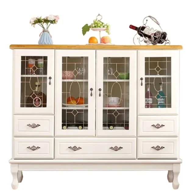 ตู้ครัวสีขาวทันสมัยพร้อมมือจับครบชุด ตู้เก็บของสไตล์นอร์ดิก ตู้เก็บของในครัว ตู้เก็บของอเนกประสงค์ เฟอร์นิเจอร์ 6