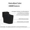 Modern Toilet, 12"rough in Matte Black One Piece Elongated, Dual Flush 1/1.6 GPF U Shaped Seat, Smart Toilet 5