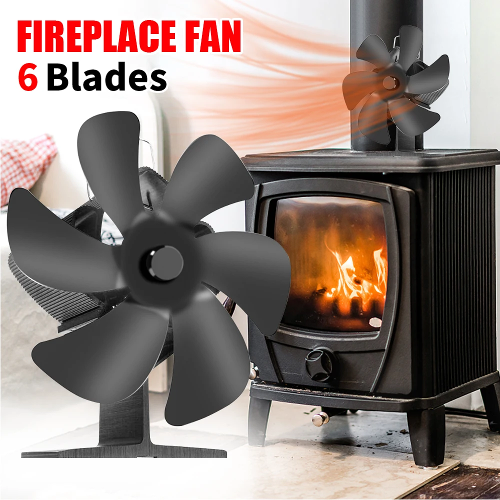 Fireplace heater 6-blade thermal furnace fan burner Quiet fireplace fan Fuel saving air circulation efficient heat distribution