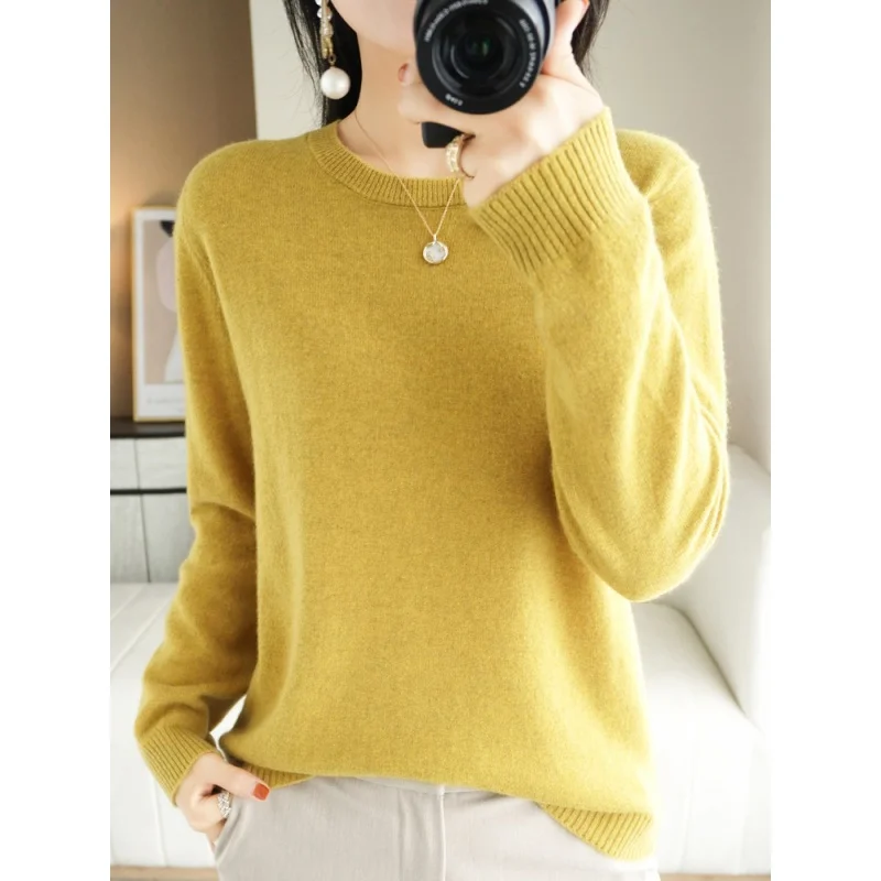 

Осенняя женская верхняя одежда, легкий свитер, Женская внутренняя куртка с длинным рукавом, Розовый шерстяной свитер Wo