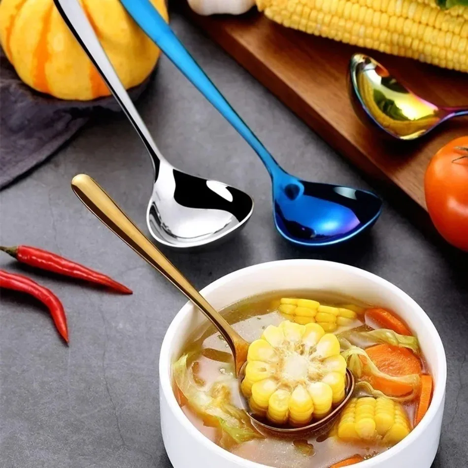 1 Pcs Stainless Steel Multi-purpose Soup Spoon Sauce Spoon Creative Deep Bottom Spoons Cute Kitchen Spoon Useful Kitchen Tool