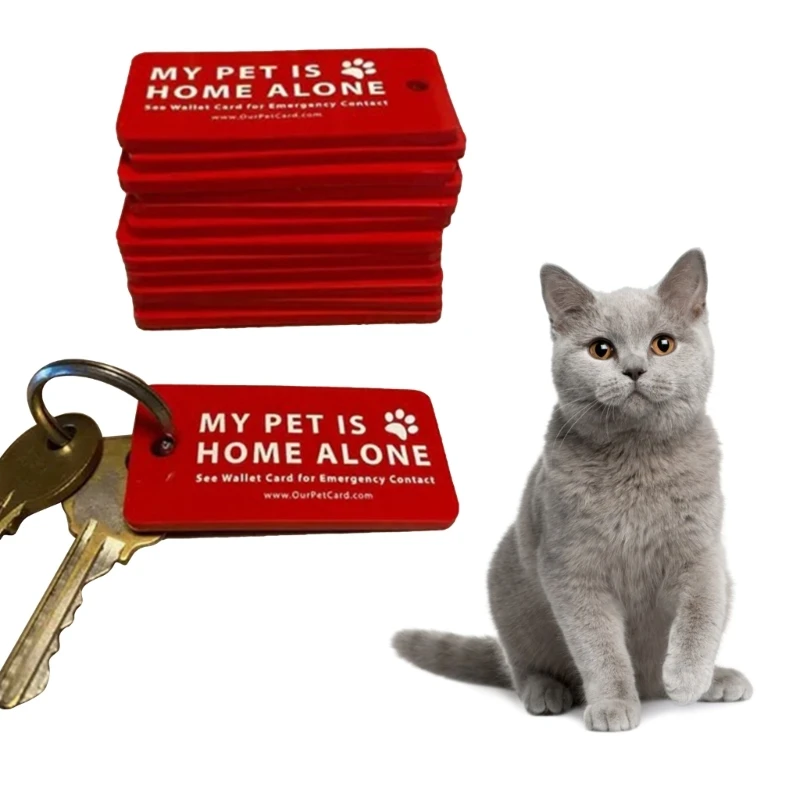 

Pets are Home Alone Alert Key Tags Keychain Emergency Contact Wallet Card Folded Writable Pet Emergency Wallet Tags