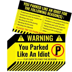 100 Humorous Parking Violation Cards with Diverse Violation Reasons (WHITE)
