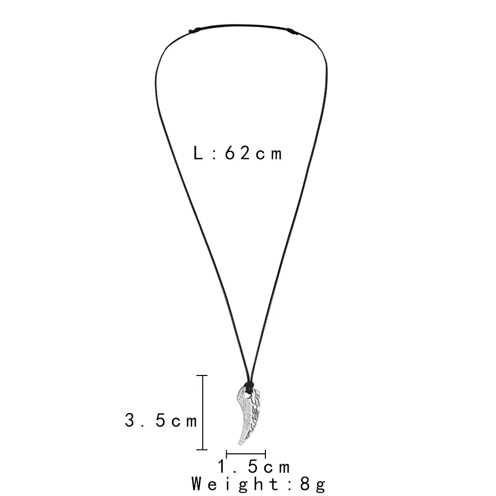 Vintage Punk Wolf Tooth Pendant Necklace Black Rope Neck Chain for Men Lucky Friendship Gifts Male Neck Jewelry Accessories New