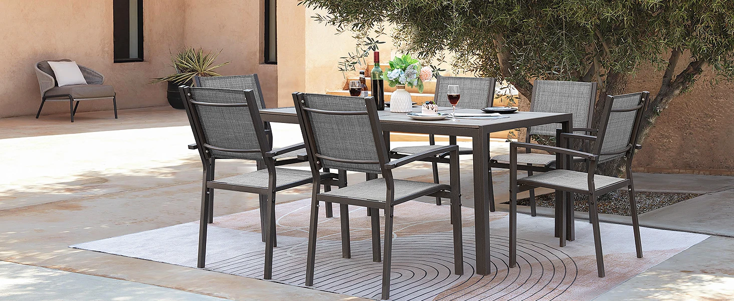 Piece Patio Dining Outdoor Furniture Set with Weather Resistant